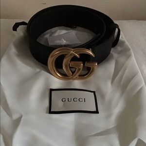NWT, Gucci Belt Mormont Black Leather, size 75